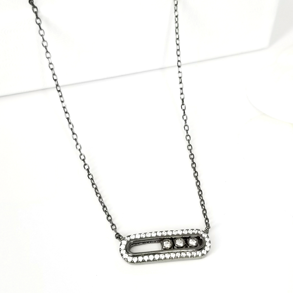 NEW Sterling Silver Pave CZ Choker Necklace NWT - Picture 1 of 11